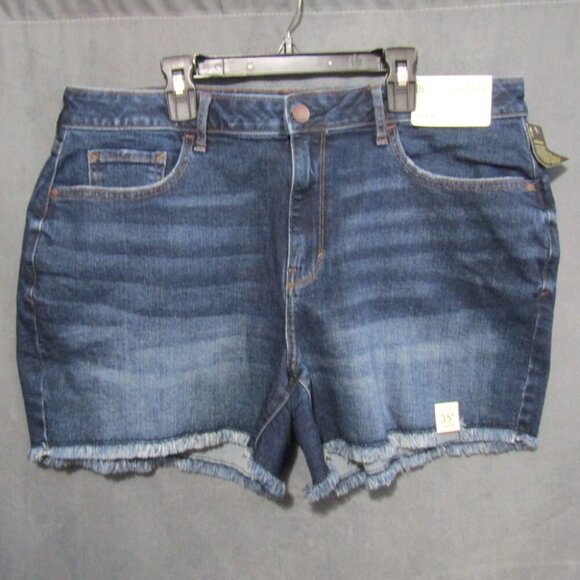 ana Mid Rise Shortie Shorts Size 16 Blue Denim 3.5 In Inseam Cut Off New Tag - Picture 10 of 10